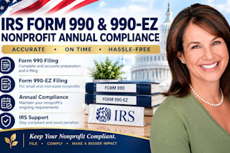 file irs form 990, 990ez, and maintain nonprofit annual compliance