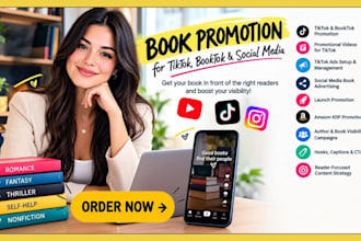 promoción de libros tiktok, booktok, anuncios de marketing de libros sociales
