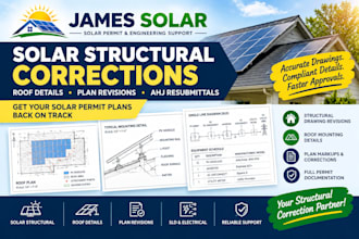 fix solar permit structural corrections and revise plans