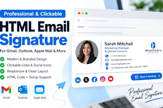 design responsive clickable HTML email signature for gmail, outlook, apple mail