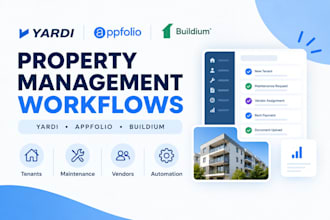 setup yardi appfolio buildium property management workflows