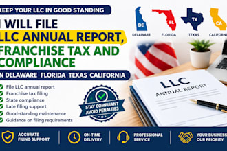 file llc annual report, franchise tax and compliance in delaware florida texas