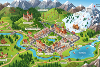 design a custom tourist map, travel map, city map and destination map