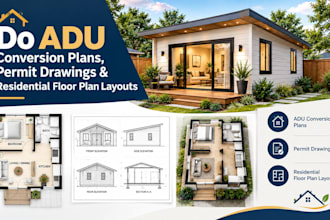 do adu conversion plans, permit drawings and residential floor plan layouts