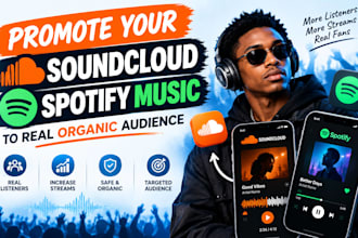 promote your soundcloud music, spotify music promotion, to real organic audience