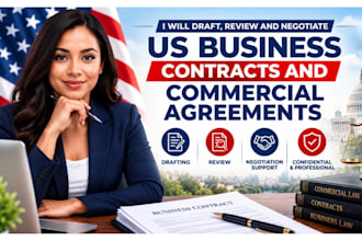 draft, review US business law business contracts commercial agreements startups