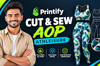 design all over print athleisure for printify cut and sew activewear