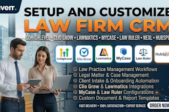 setup law firm CRM gohighlevel clio grow lawmatics mycase law ruler nexl hubspot