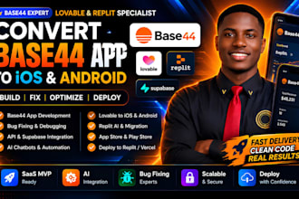 convert base44 lovable web app to ios android app and publish