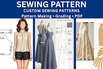 create sewing patterns, clothing patterns and do pattern grading