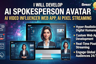 develop ai spokesperson avatar, ai video influencer web app, ai pixel streaming