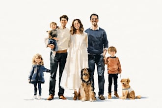 custom watercolor family portrait