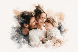 make watercolor family portrait