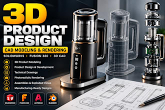 do 3d product modeling in solidworks, 3d product design 3d cad design