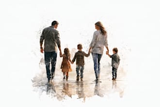 amazing family portrait watercolor portrait