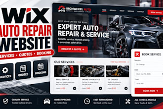 design wix auto repair mechanic website with services, quotes and online booking