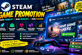 steam game promotion, video game marketing, boost steam wishlist, indie game