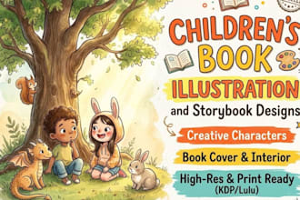 illustrate your childrens picture book, kids book with colorful storybook art