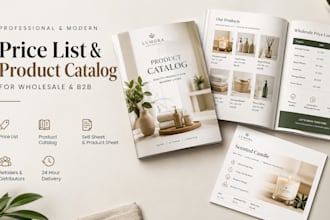 price list product catalog sell sheet product sheet for wholesale b2b in 24 hrs
