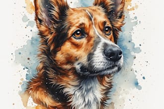 do watercolor pet portrait, dog portrait cat portrait
