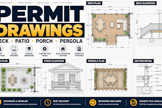 create deck permit patio plans porch blueprints pergola drawing