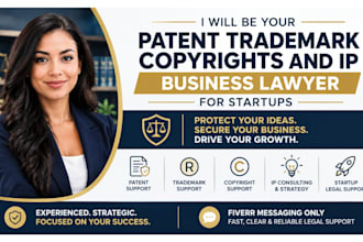 be your patent trademark, copyrights and IP business lawyer for startups