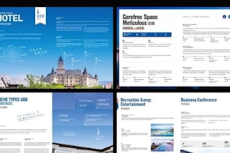 design real estate property sales booklet, hospitality company service brochure