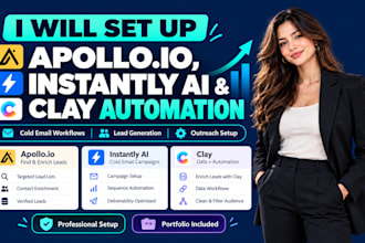 set up automation workflow and management in apollo io instantly ai clay