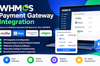 integrate mollie alipay braintree adyen and whmcs payment gateway