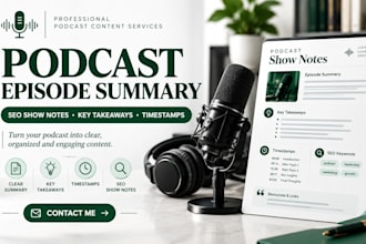 do SEO podcast show notes, episode summary  and timestamps for your podcast