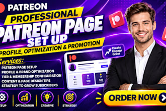 do patreon page setup, profile optimization and promotion