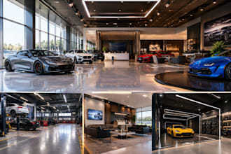 design 3d car dealership showroom automotive garage service center display hall