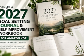 design a 2027 goal setting journal and self improvement workbook for KDP