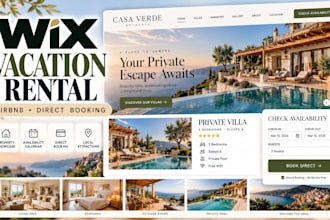 design wix airbnb vacation rental website with direct booking and availability