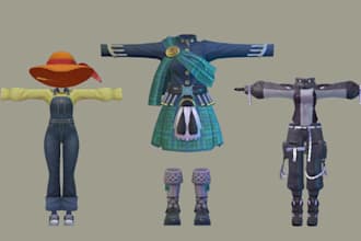 create custom vrchat outfits, vrchat clothing assets props and accessories