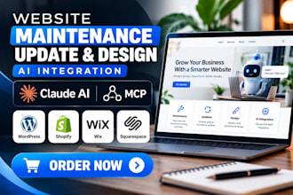 do website maintenance update design claude ai mcp wordpress shopify wix