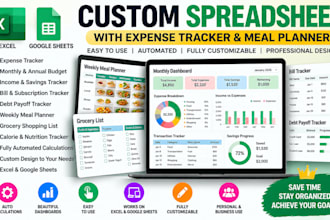 create excel google sheets budget planner expense tracker meal planner