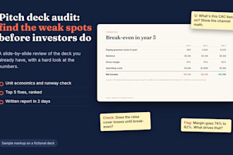 review your pitch deck and stress test your financials