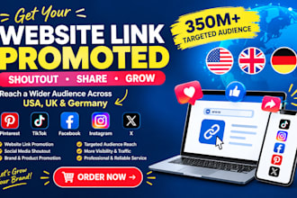 promote share website link to 100m usa fb ig tiktok twitter users