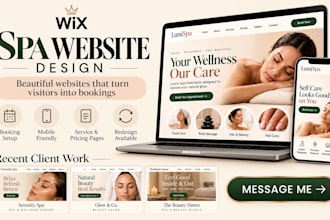 do wix spa website design, home page, pricing page, service page,  booking page