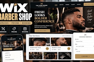 design wix barber shop website with online booking, pricing, services and barber
