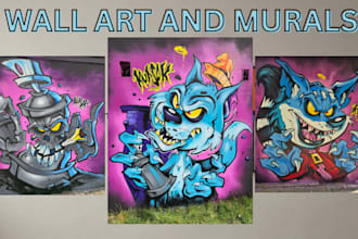 design custom mural wall art, street art, mural design and graffiti art