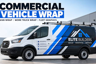 design commercial vehicle wrap, van wrap, work truck wrap design, fleet graphics