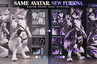 retexture furry vrchat avatar, furry avatar edit, fursona quest avatar texture