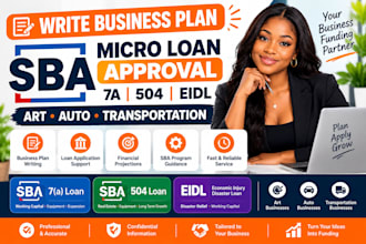 write business plan sba micro loan approval 7a 504 eidl art auto transportation