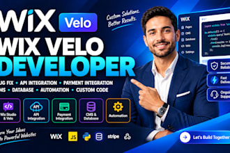 wix velo developer bug fix api payment integration cms database automation