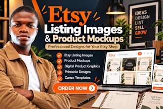 design etsy listing images and product mockups