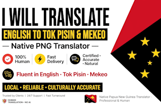translate english to tok pisin and mekeo language