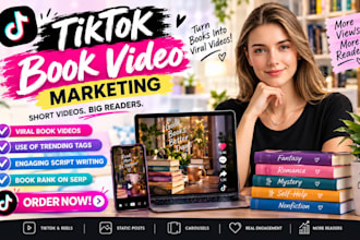 make viral tiktok book video, tik tok video ads to promote your book and booktok