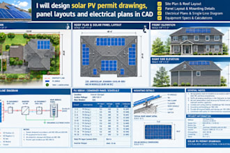 design solar pv permit drawings, panel layouts and electrical plans in cad